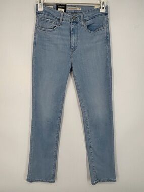 Levi's Premium Womens Size 28 High Rise Slim Straight Jeans 724 Light Blue Denim